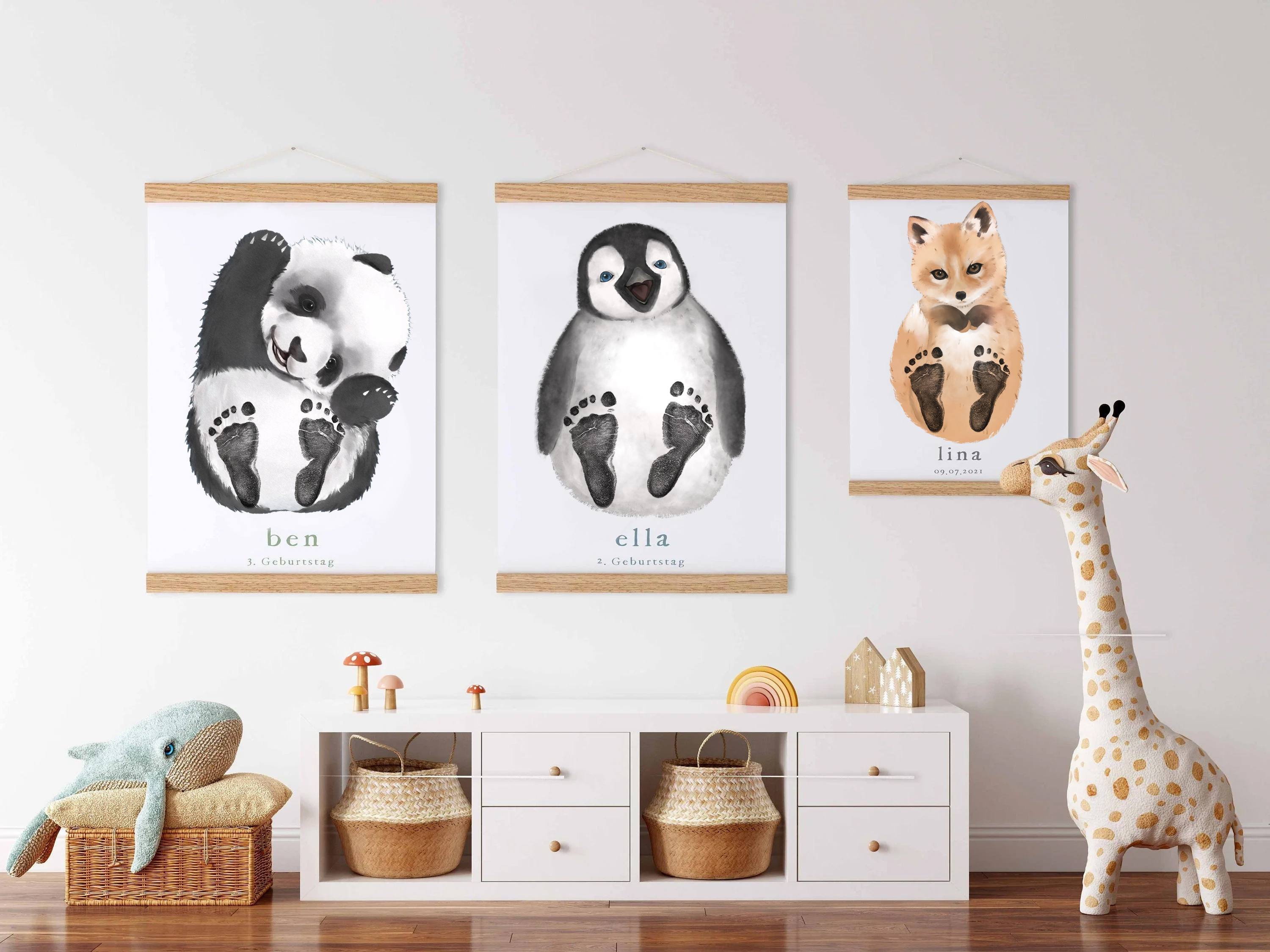 Deer, Baby Gift and Pets Gift Personalized,, Footprint Set, Mural Baby & Children's Room Animals, Deer Baby Gift-babyanimal