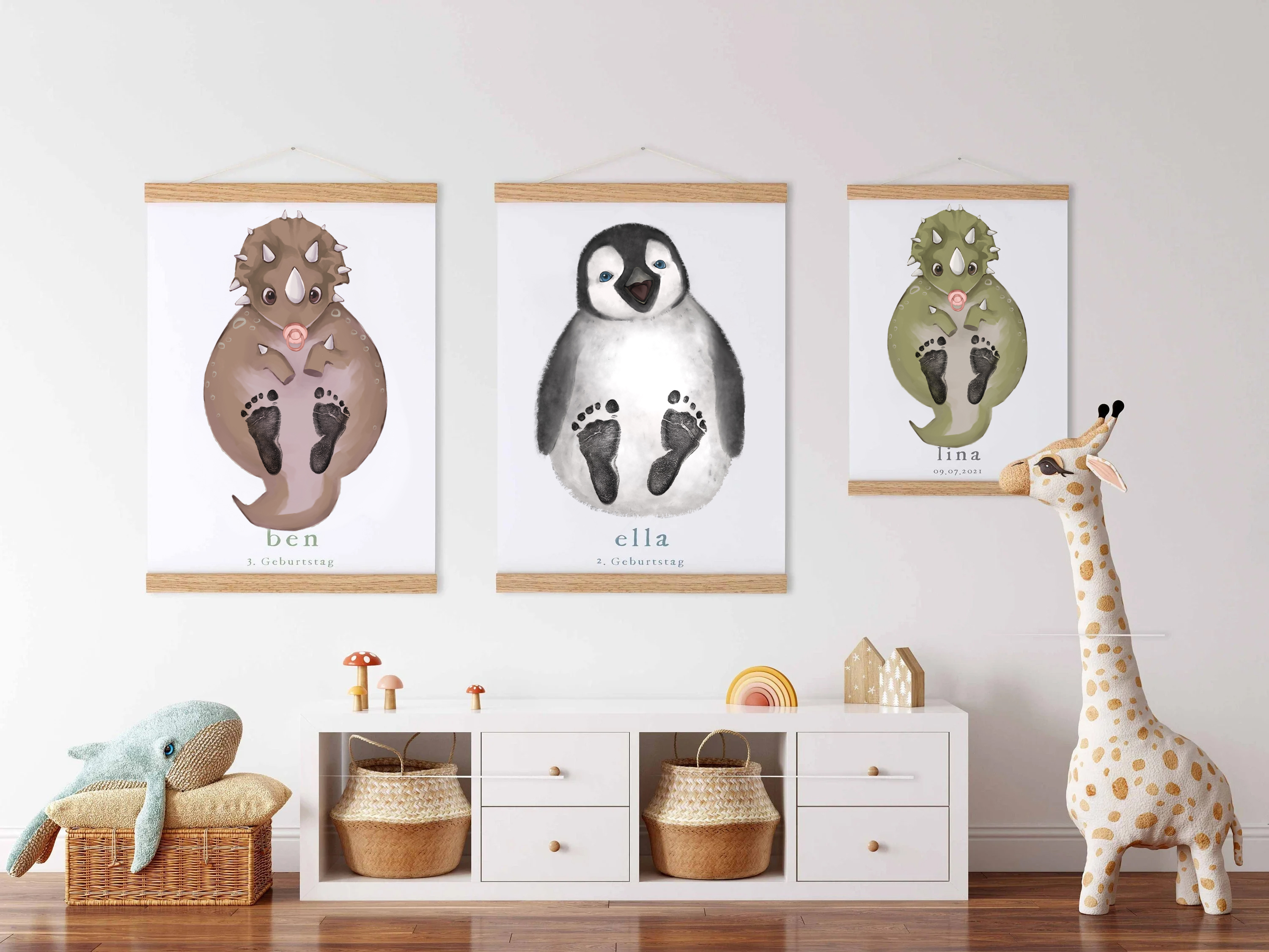 Dinosaur, Baby Gift and Pets Gift Personalized,, Footprint Set, Mural Baby & Children's Room Animals, Green Dinosaur🐾-babyanimal