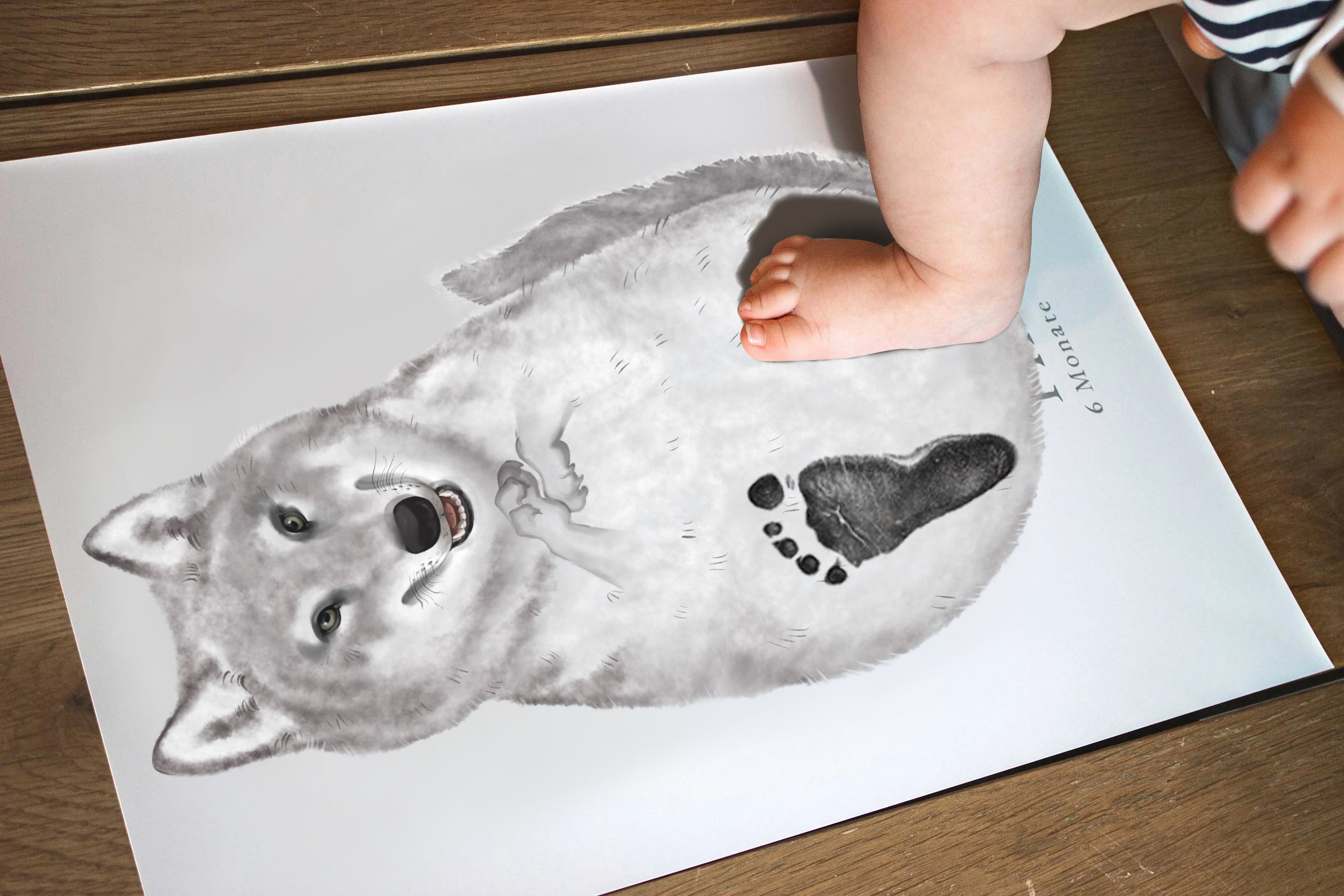 Wolf, Baby Gift Personalized, Footprint Set, Wolf 🐺-babyanimal