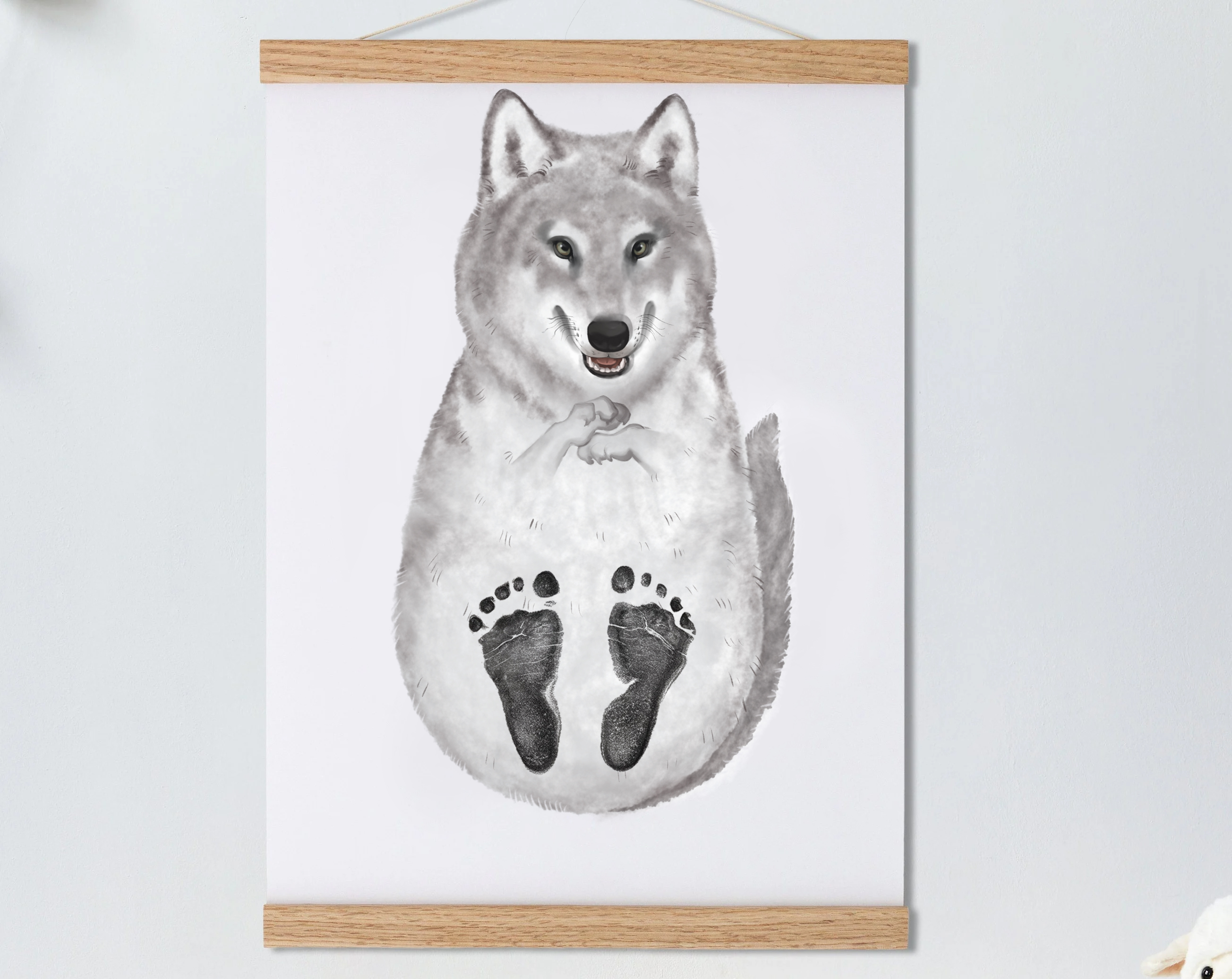 Wolf, Baby Gift Personalized, Footprint Set, Wolf 🐺-babyanimal