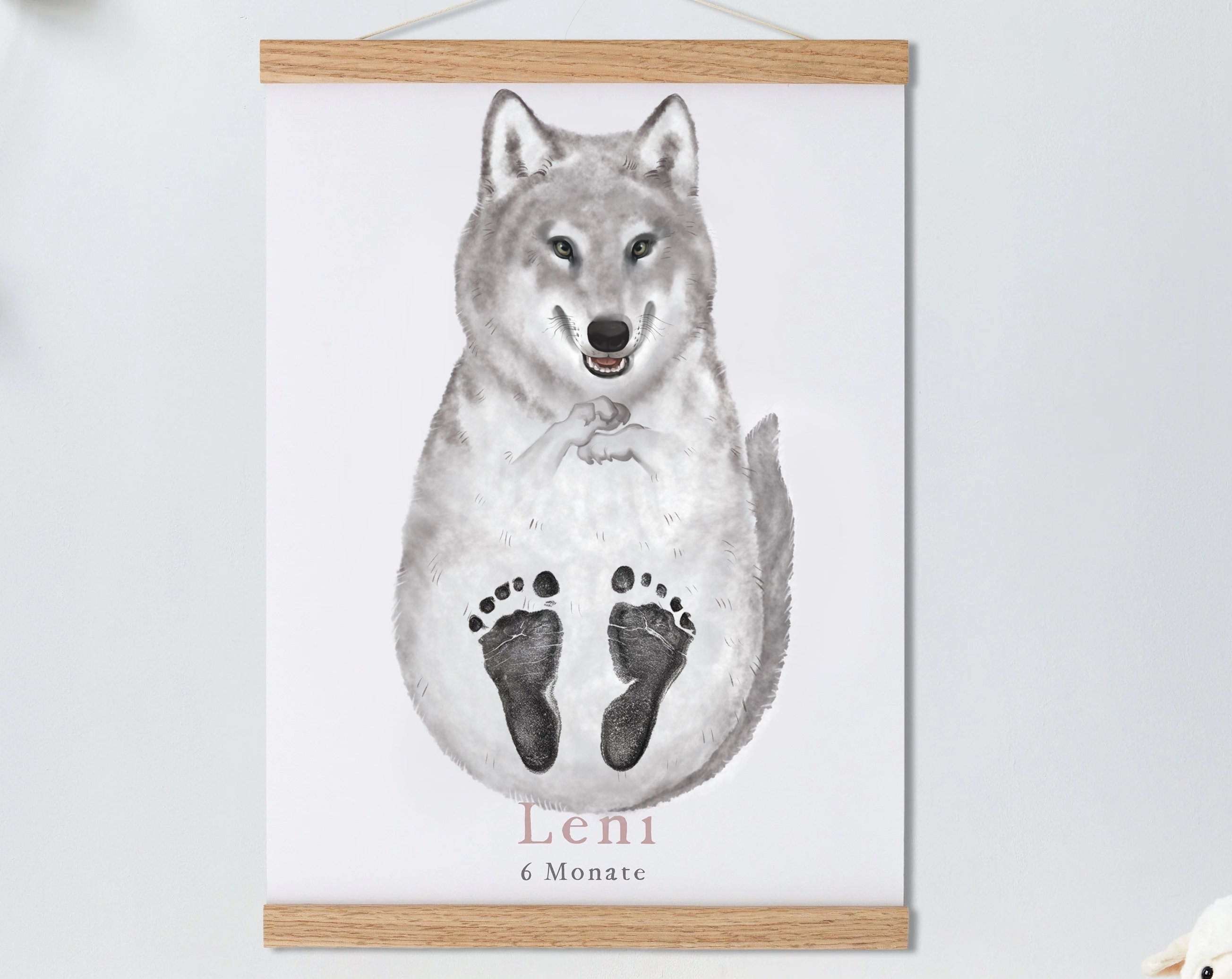 Wolf, Baby Gift Personalized, Footprint Set, Wolf 🐺-babyanimal