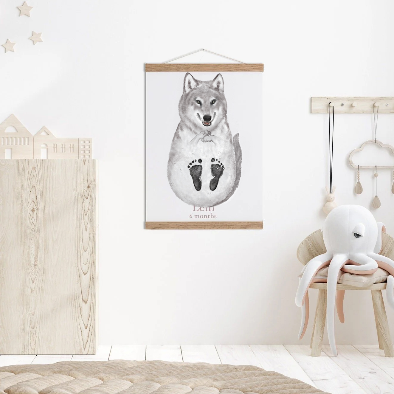 Wolf, Baby Gift Personalized, Footprint Set, Wolf 🐺-babyanimal