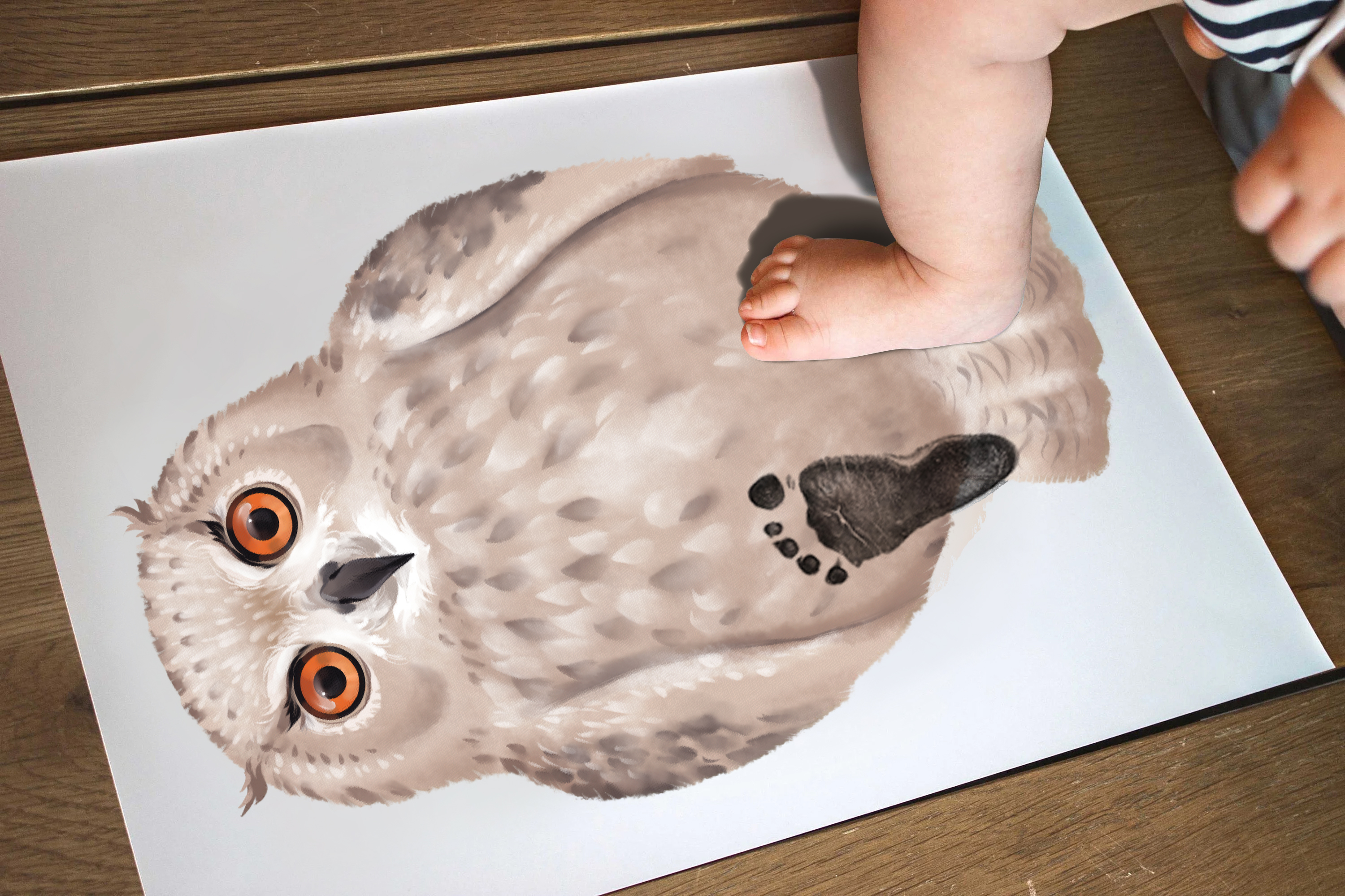 Owl, Baby Gift and Pets Gift Personalized, Footprint Set, Mural Baby & Children's Room Animals, Owl Baby Gift🐾-babyanimal