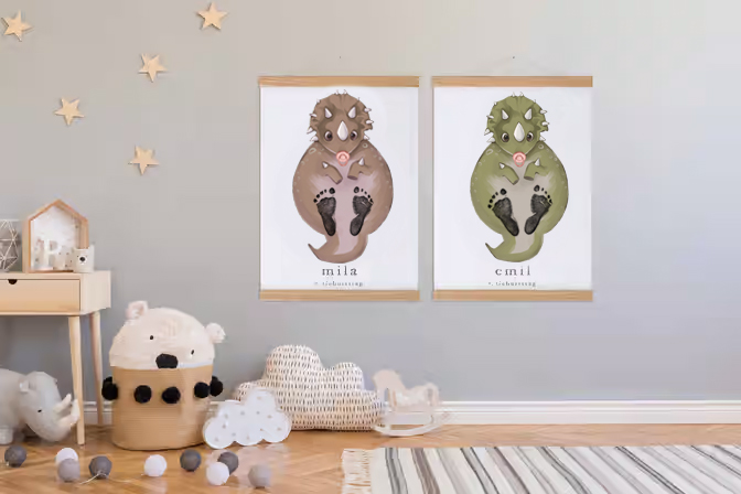 Dinosaur, Baby Gift and Pets Gift Personalized,, Footprint Set, Mural Baby & Children's Room Animals, Green Dinosaur🐾-babyanimal