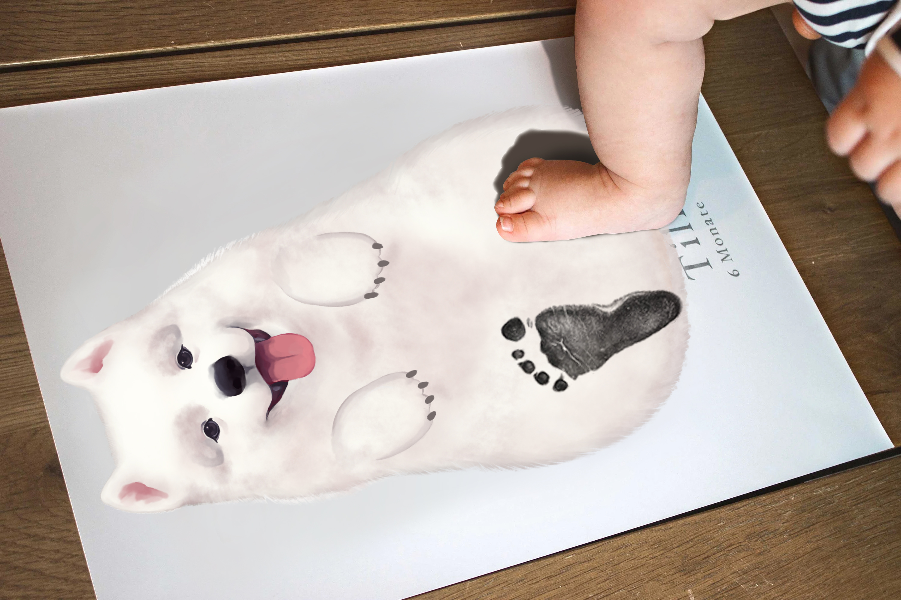 Baby Gift Personalized, Footprint Set, Mural Baby & Children's Room Animals, Samoyed🐶-babyanimal