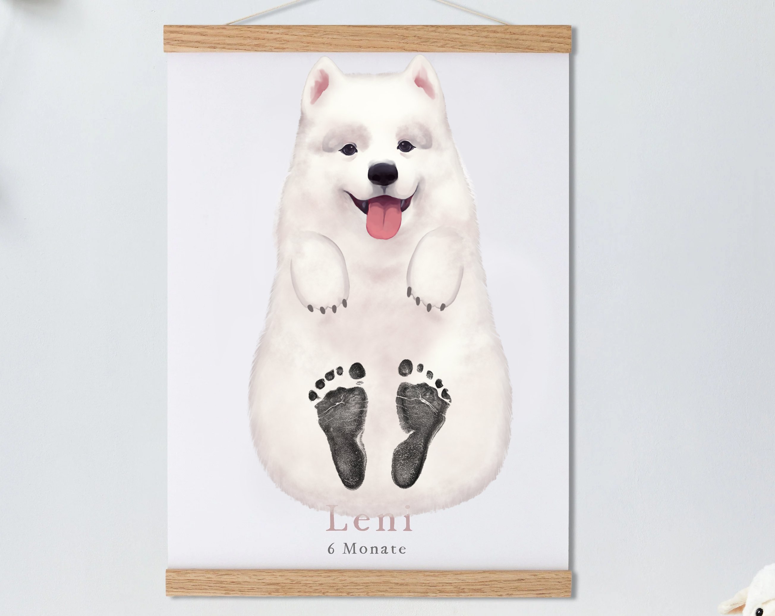 Baby Gift Personalized, Footprint Set, Mural Baby & Children's Room Animals, Samoyed🐶-babyanimal