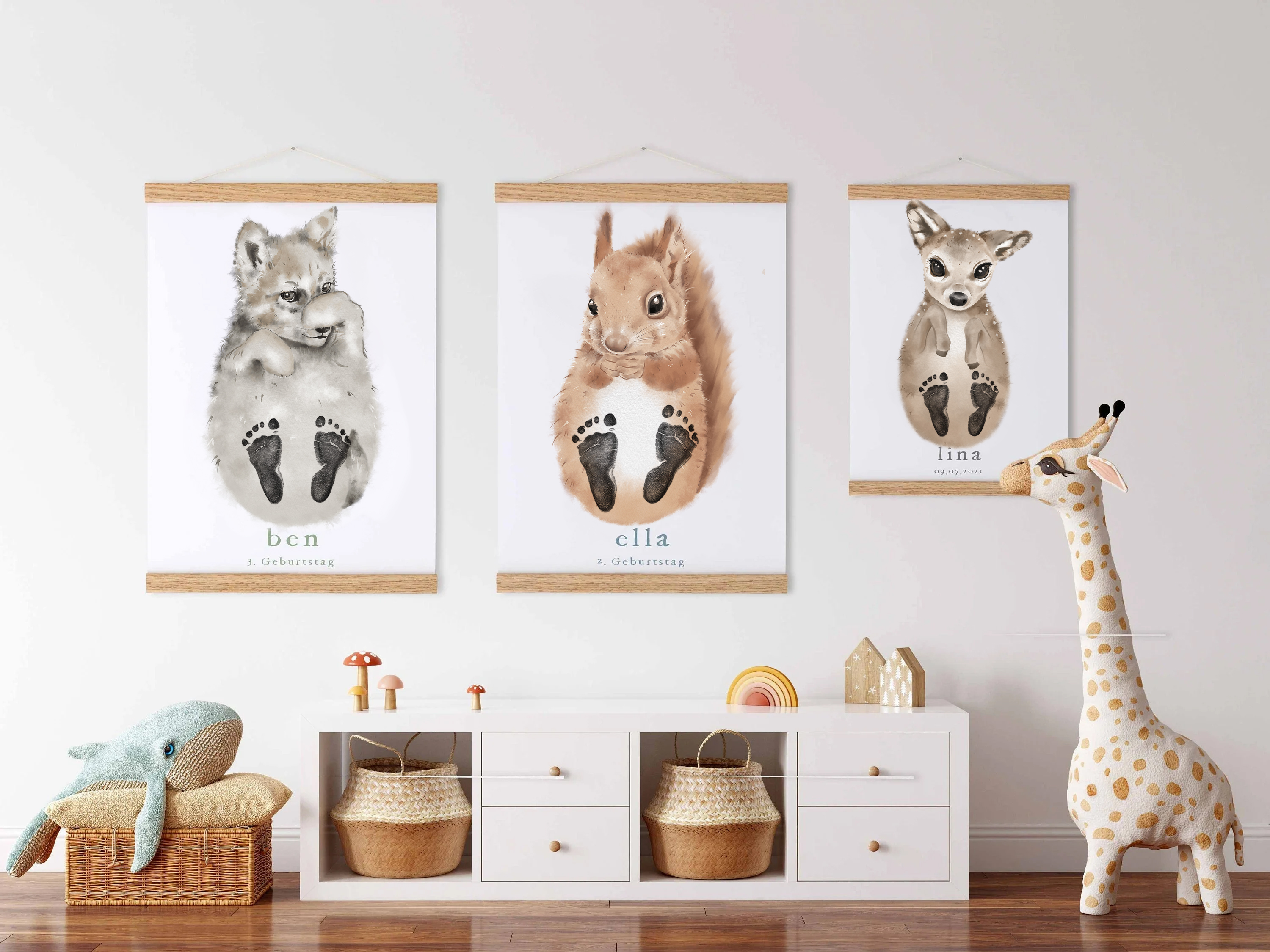 Deer, Baby Gift Personalized, Footprint Set, Mural Baby & Children's Room Animals, Little Deer-babyanimal