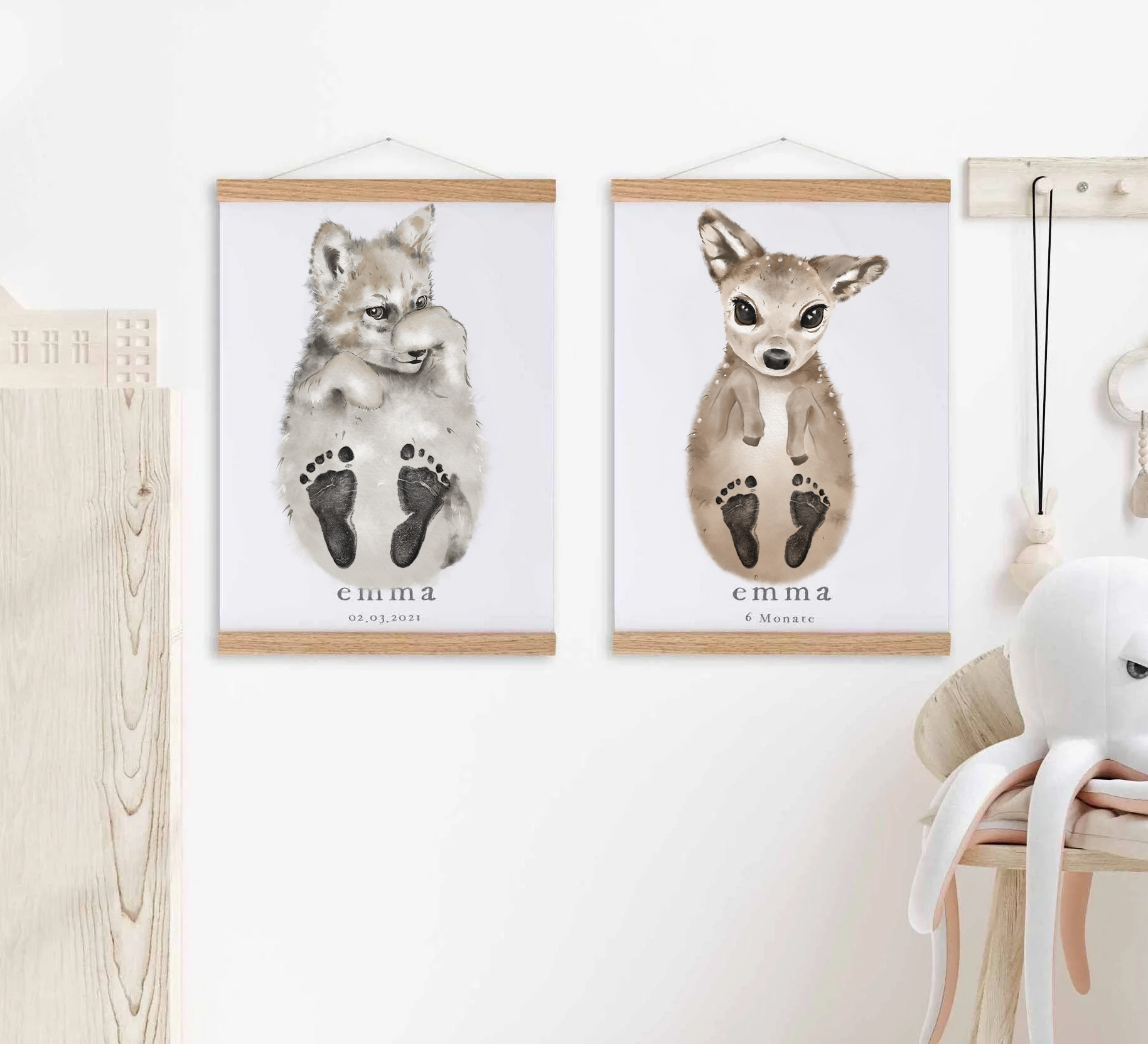 Squirrel, Baby Gift Personalized, Footprint Set, Mural Baby & Children's Room Animals, Little Squirrel-babyanimal