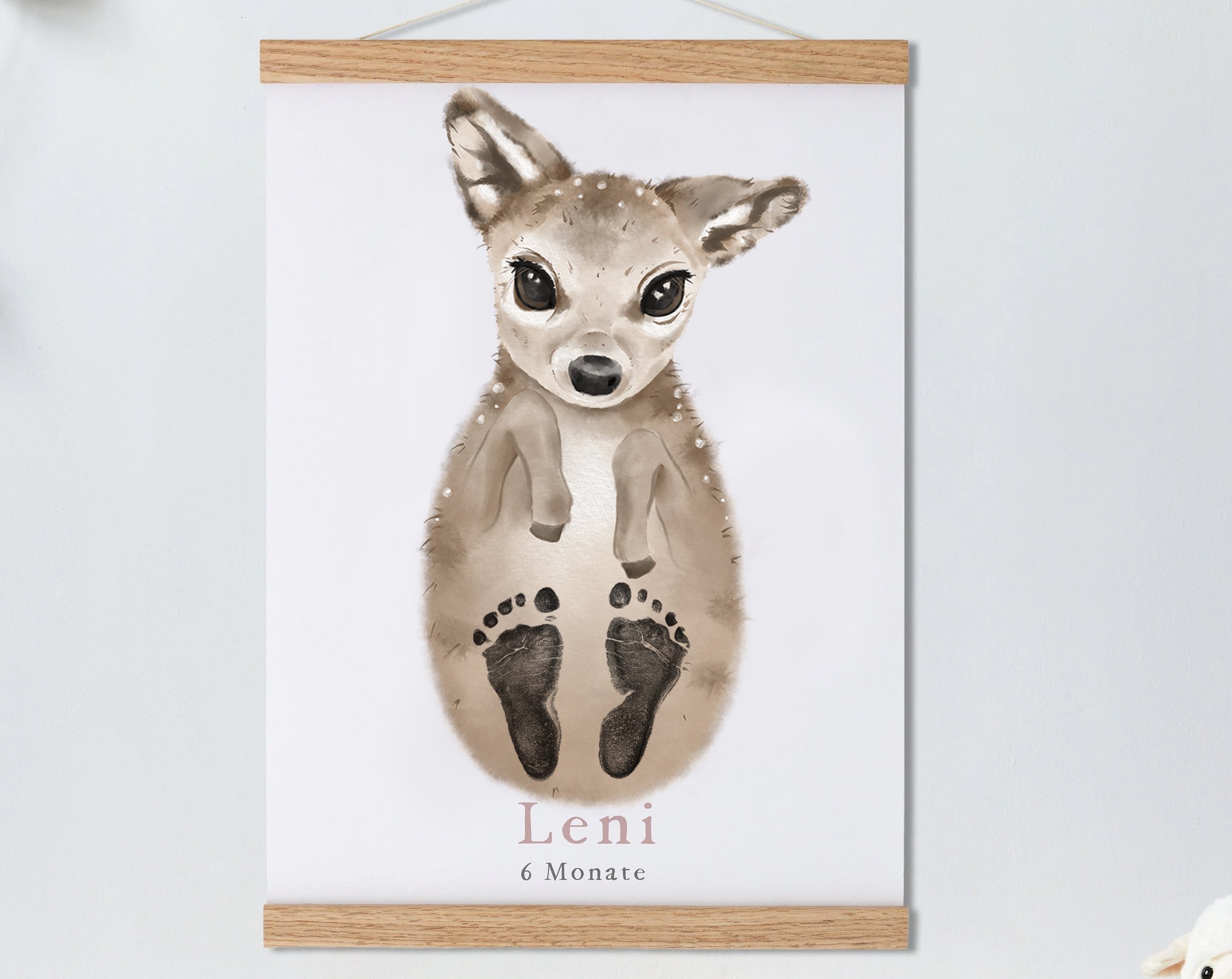 Deer, Baby Gift Personalized, Footprint Set, Mural Baby & Children's Room Animals, Little Deer-babyanimal