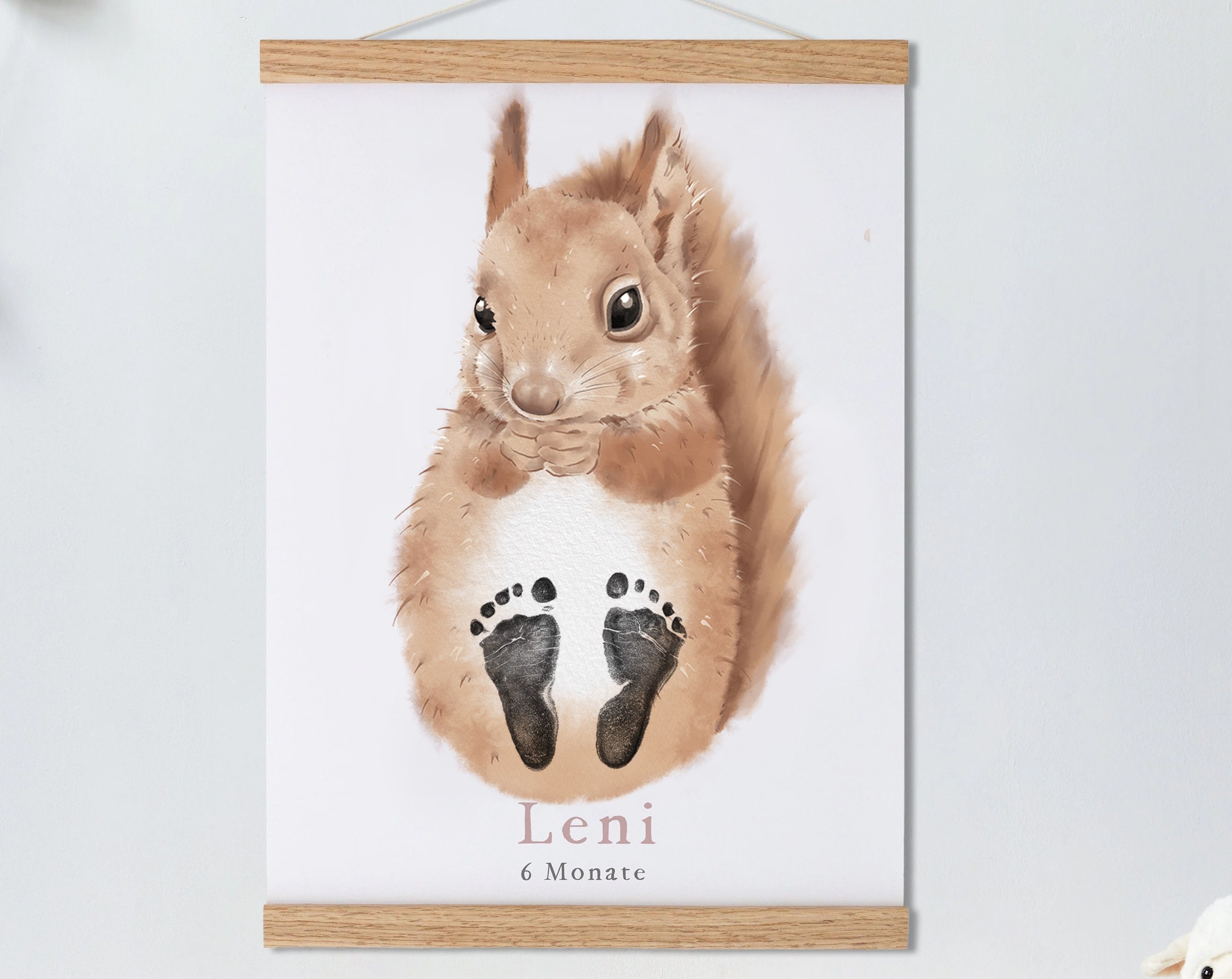Squirrel, Baby Gift Personalized, Footprint Set, Mural Baby & Children's Room Animals, Little Squirrel-babyanimal
