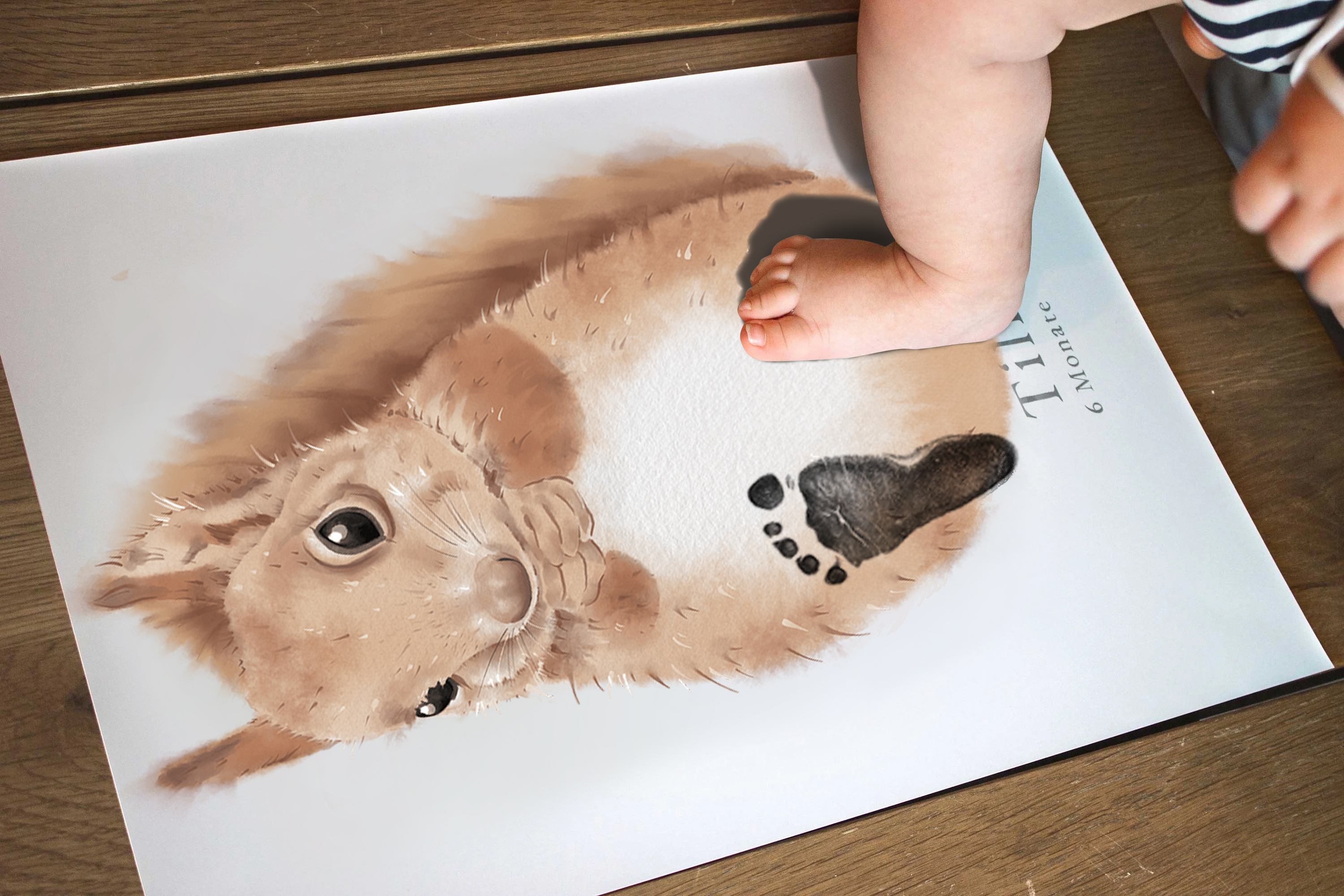 Squirrel, Baby Gift Personalized, Footprint Set, Mural Baby & Children's Room Animals, Little Squirrel-babyanimal