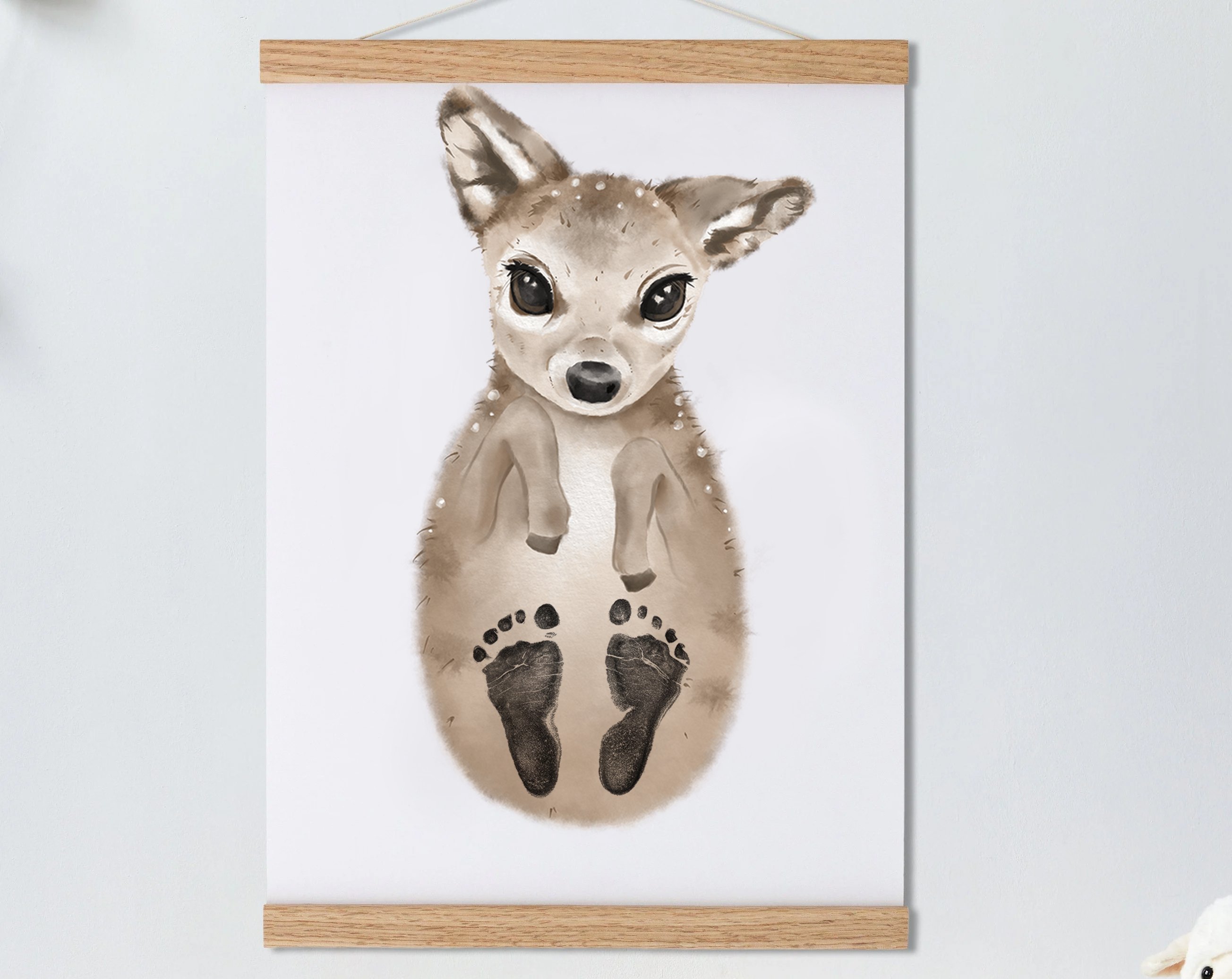 Deer, Baby Gift Personalized, Footprint Set, Mural Baby & Children's Room Animals, Little Deer-babyanimal