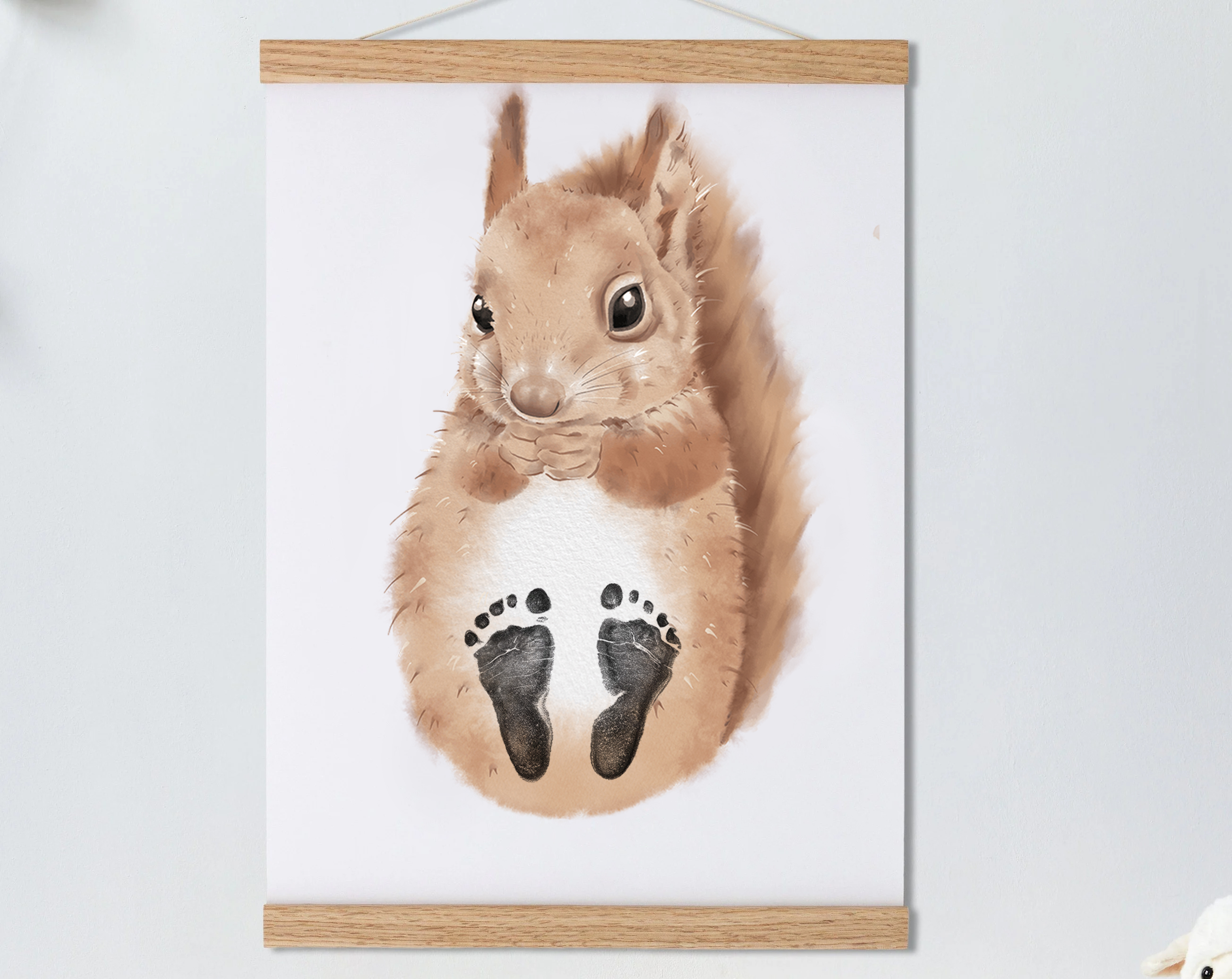 Squirrel, Baby Gift Personalized, Footprint Set, Mural Baby & Children's Room Animals, Little Squirrel-babyanimal