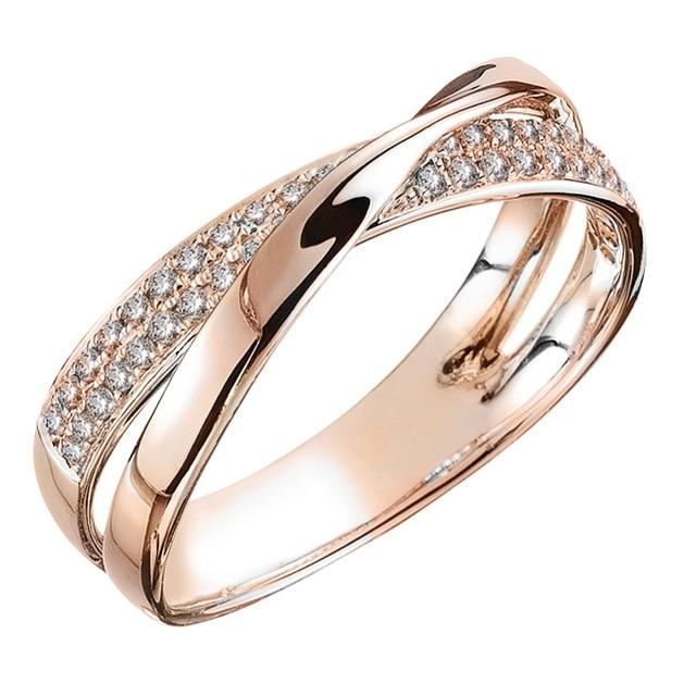 Huitan Newest Fresh Two Tone X Shape Cross Ring for Women Wedding