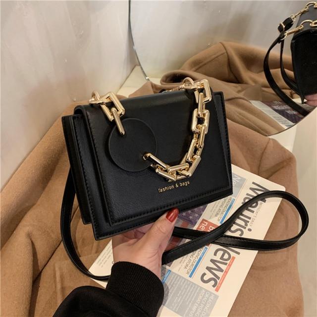 Female Small Luxury Brand Thick Chain Crossbody Bags for Women Black