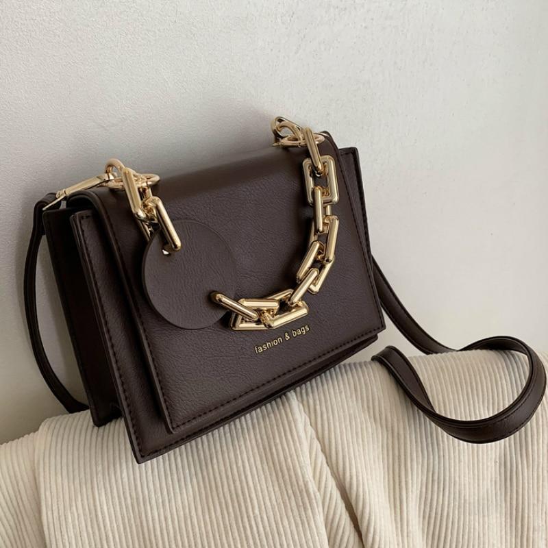 Female Small Luxury Brand Thick Chain Crossbody Bags for Women Black