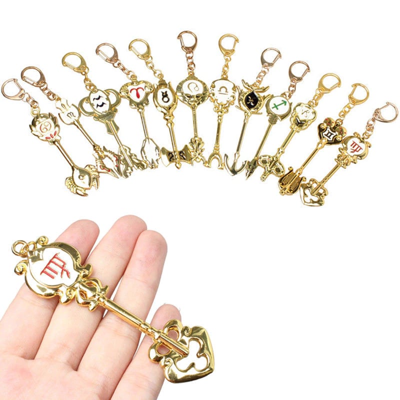 12 Styles Anime Fairy Tail Cosplay Lucy Celestial Zodiac Spirit Gate Key Chains Pendant Keychain Keyring Accessories