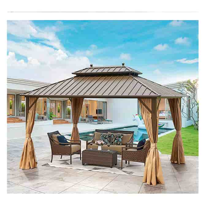 Mellcom 12 X 16 Hardtop Gazebo Galvanized Steel Outdoor Gazebo Canopy