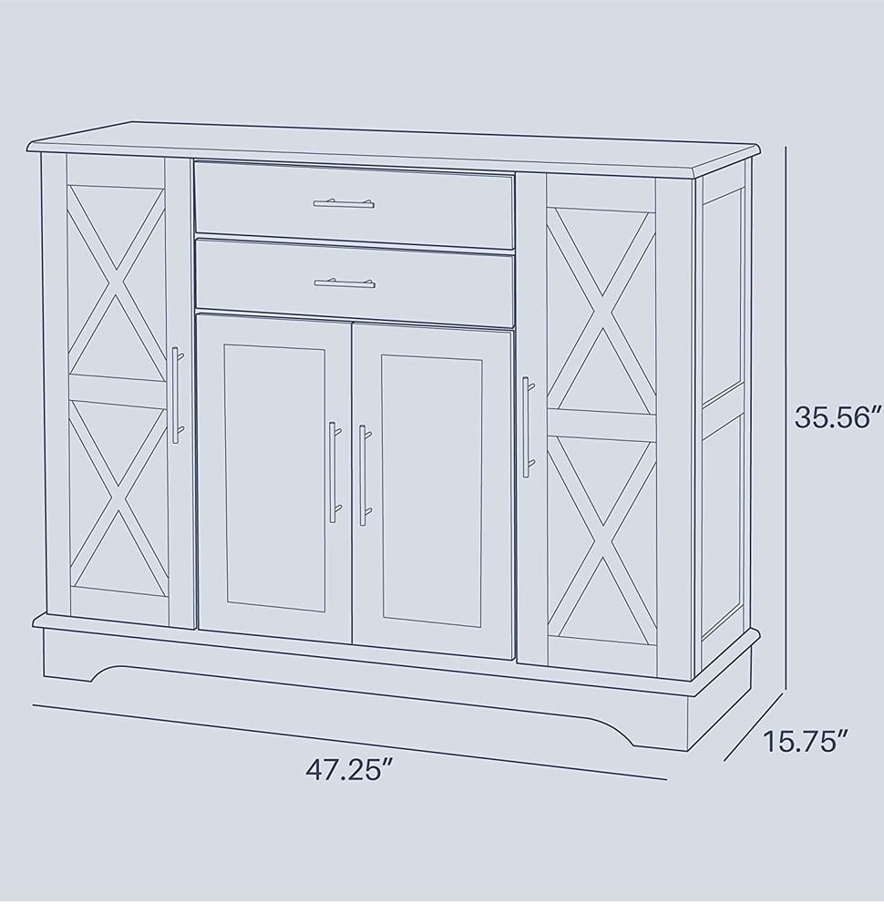 Belleze Ryland 47 Wood Storage Sideboard Buffet