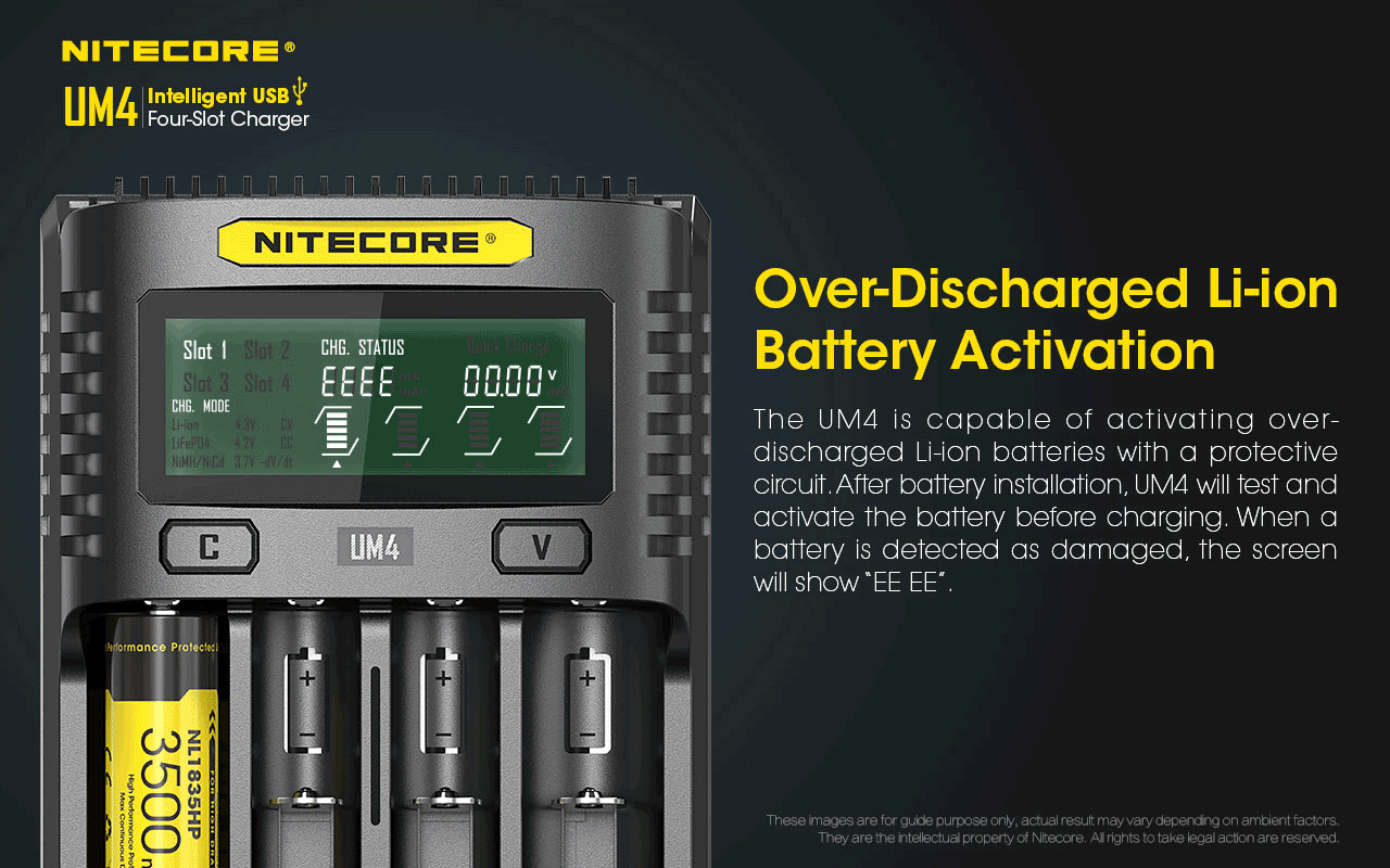 NITECORE UM4 Intelligent USB Four-Slot Superb Battery Charger