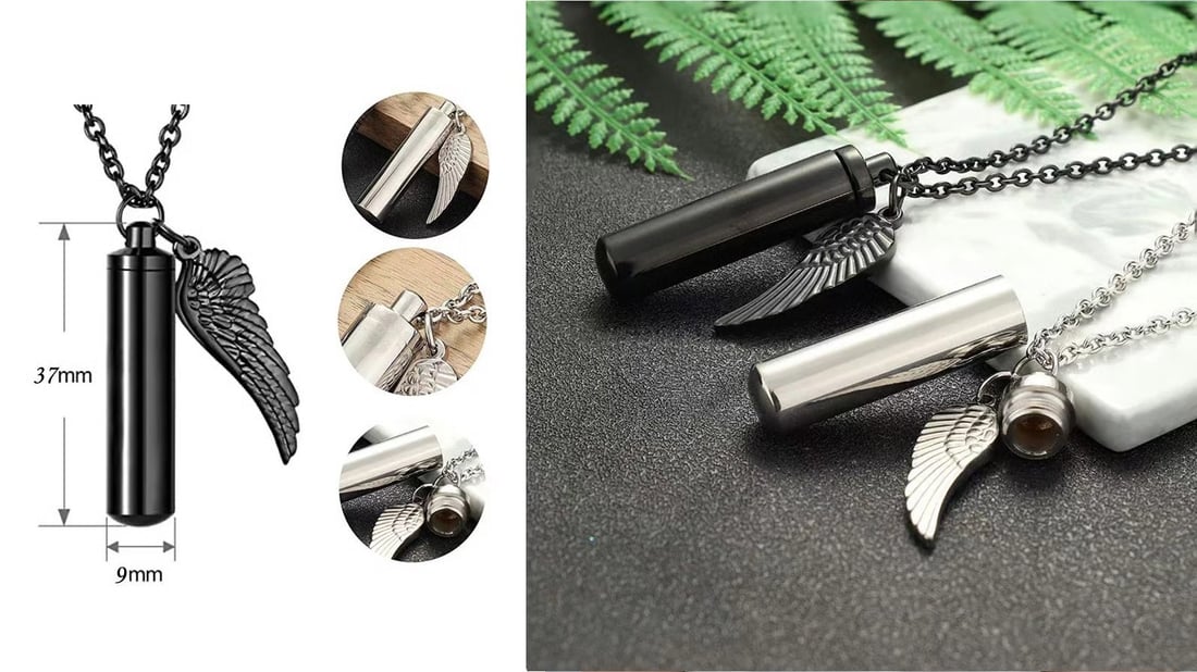 Healing Close to the Heart: The Wing Designed Cylinder Pet Casket Urn Pendant