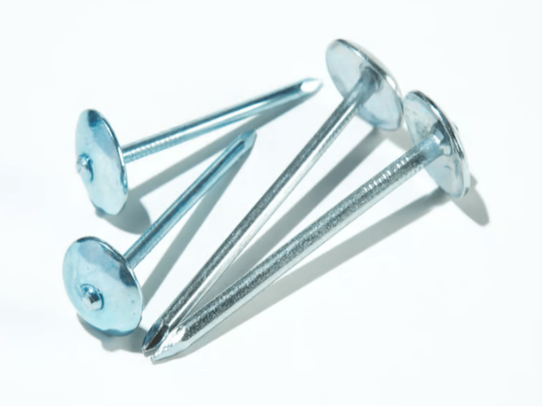 Roofing nails with plain shank and washer