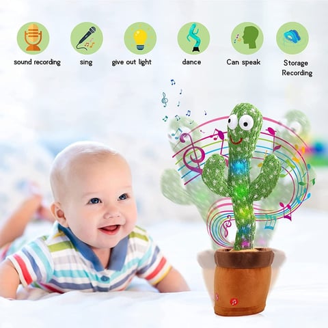 120 Songs Dancing Singing Mimicking Cactus Toy Parrot Cactus That Can Sing and Dance for Babies Kids,Funny Tiktok Wiggle Cactus Talking Toy Dancing Cactus Plush in Pot Early Education Birthday Gift 