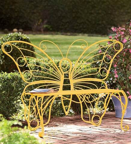 Metal Butterfly Garden Bench