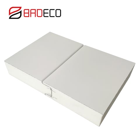 Polyurethane sealing rock mineral wool sandwich panel on both sides give full play to the unique properties of rock wool core material, the fire prevention, heat preservation and heat insulation, sound-absorbing, sound insulation, etc, has a significant e