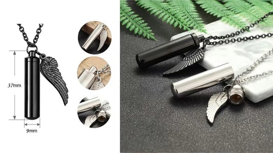 Healing Close to the Heart: The Wing Designed Cylinder Pet Casket Urn Pendant
