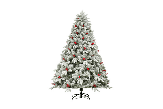 6FT PE&PVC With Red Berried Flocked Artificial Hinged Christmas Tree: The Ultimate Festive Decor