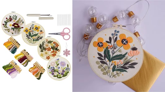 Handmade Embroidery Materials Bag: Beginner Embroidery Building Pattern