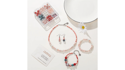 The Beauty of Pink Glass Pearl Stone Beads DIY Jewelry Making Necklaces Kits