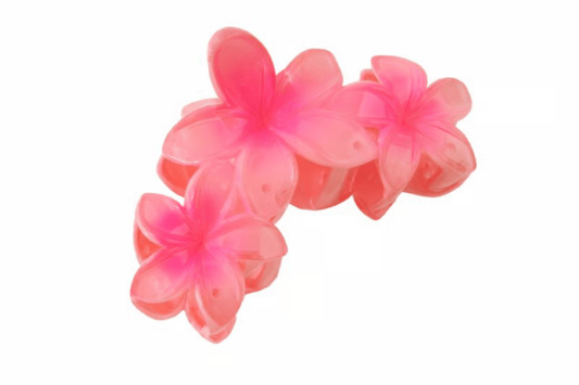 3 Flowers Shinny Pink Plastic Claw Clip: A Stylish and Practical Hair Accessory