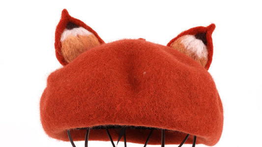 100% Wool Fox Ears Beret Hat Cap Lovely Girls Adult: Stylish Warmth and Charm