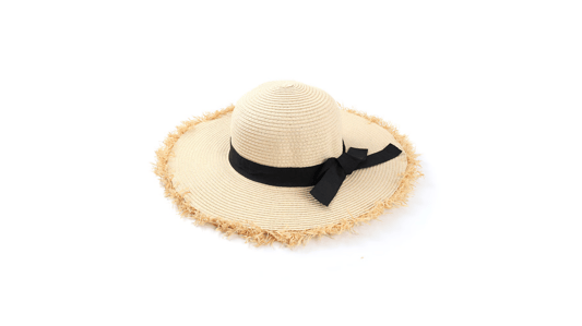 Lafite Grass Raw Edge Women Beach Sun Paper Braid Wide Brim Floppy Straw Hat Manufacturer With Bow