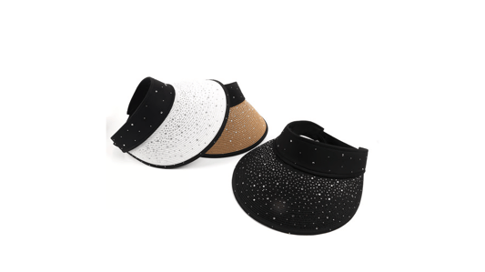 The Ultimate Summer Beach Hat Adjustable Bling Water Diamond Paper Grass Straw Visor Hat For Ladies