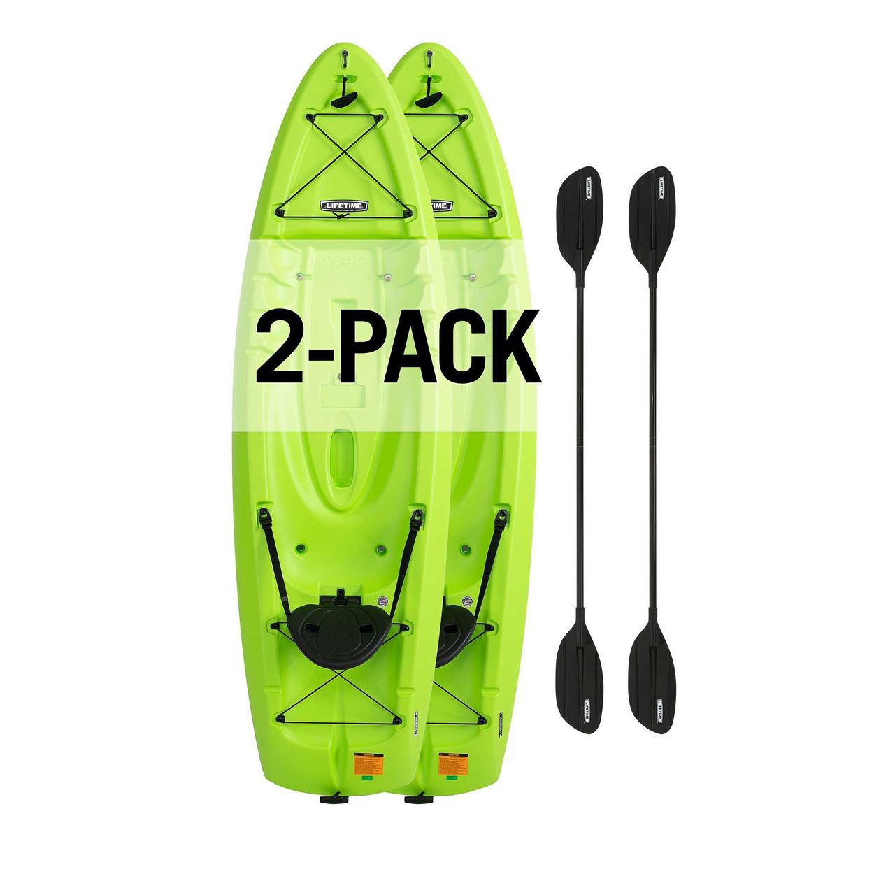 Isolated image of two kayaks with paddles