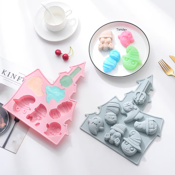 Unleash Your Creativity with the Food Grade Silicone Halloween Cake Mold 7 Cavity Castle Design Ghost Pumpkin Shape Silicone