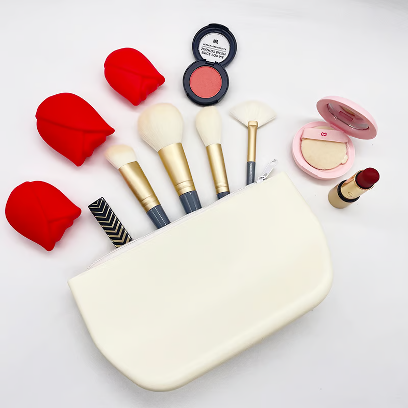 Silicone Travel Cosmetic Makeup Bag with Zipper Makeup Bag Organizer Easy Carry Travel Cosmetic Bag Gifts for Women Girls