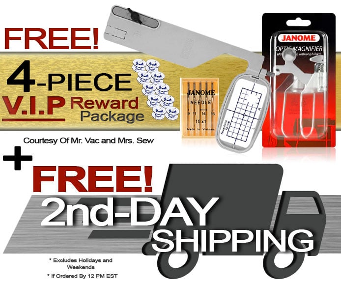 JAN Memory Craft 9850 Computerized Sewing Machine w/ FREE! 4-Piece V.I.P Reward Package and FREE! Next-Day Shipping