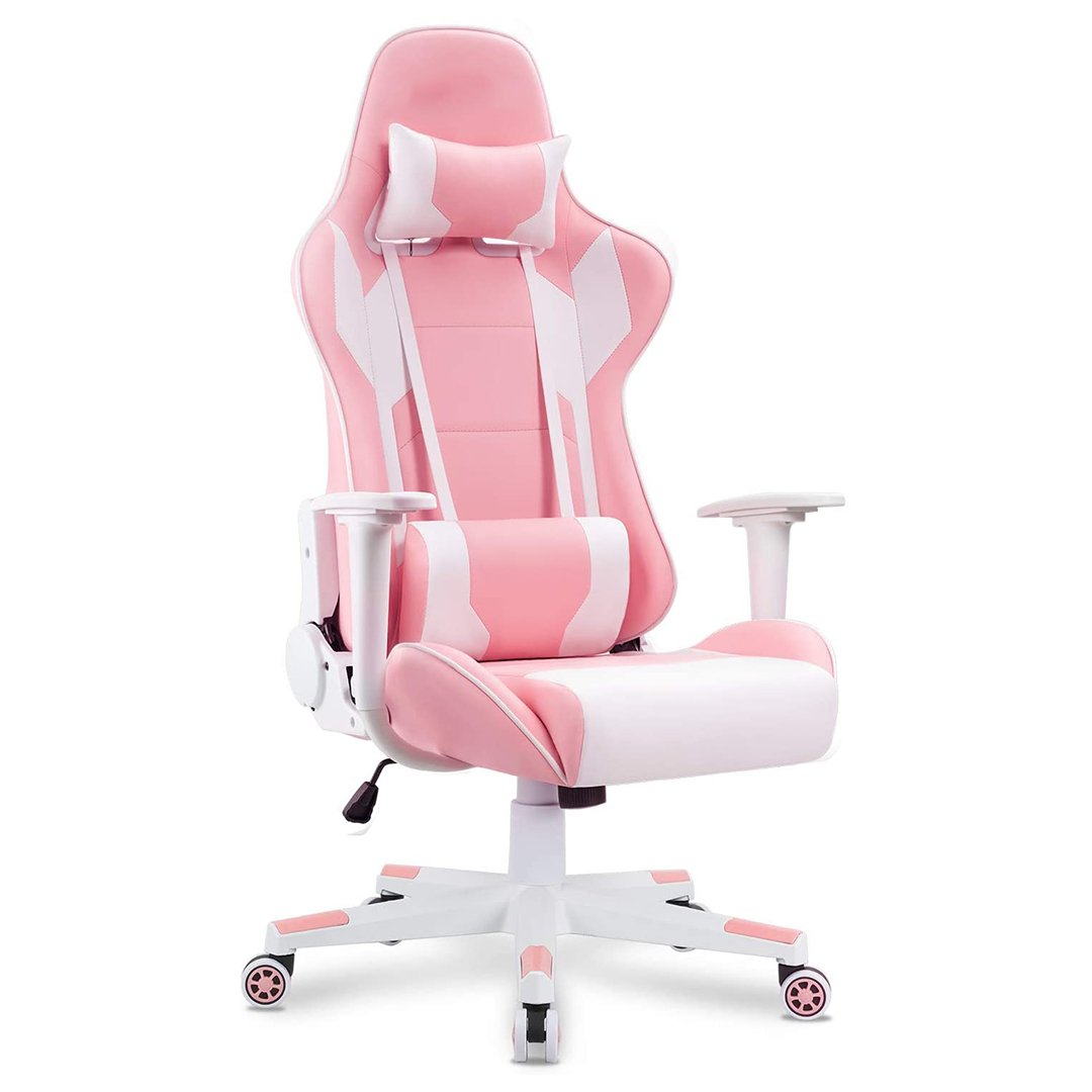 Ergonomic Adjustable Swivel Gaming Chair -- Pink