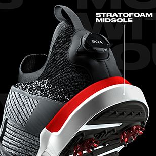 Image of back of golf shoe.