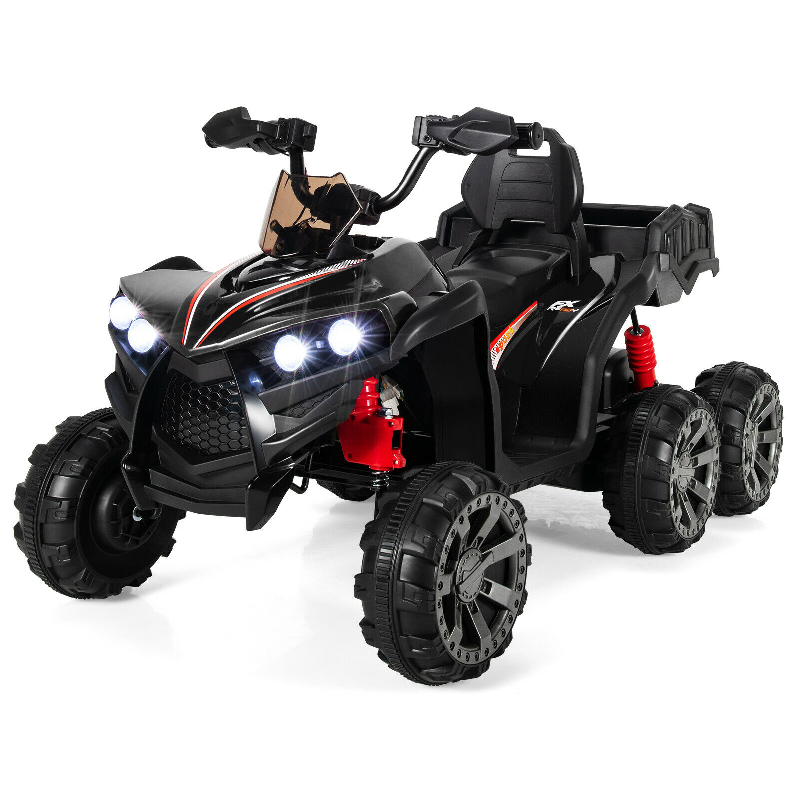 Image 1 - Honeyjoy 12V Kids Ride On ATV 6-Wheeler Electric Quad Car w/ 4WD &amp; Trunk Black