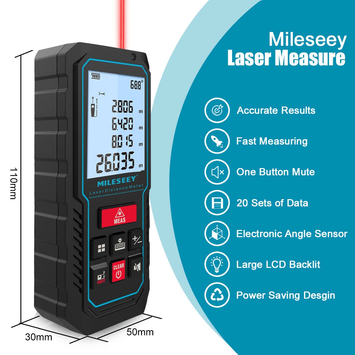 Image 5 - Mileseey 229ft Laser Measure Distance Meter with Upgrade Electronic Angle Sensor