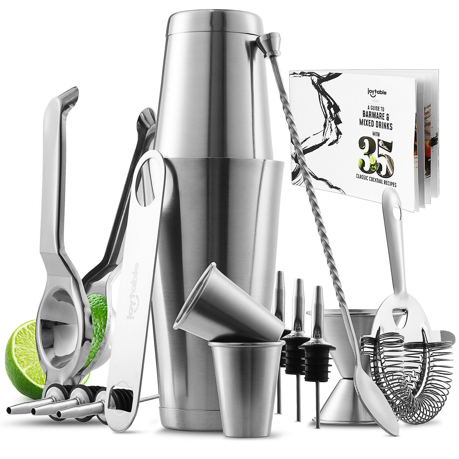 Image 1 - 16 PC Bartender Kit Complete Cocktail Shaker Bar Tools Set with Lemon Squeezer