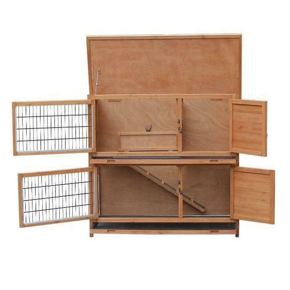 Image 41 - 48&#034; Wood Wooden Rabbit Hutch Small Animal House Pet Cage Chicken Coop Waterproof