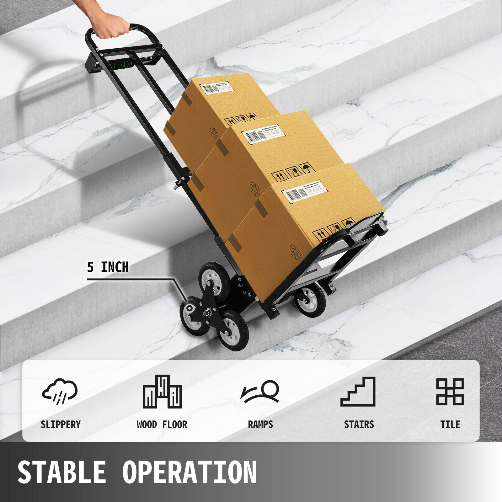 Image 4 - Stair Climbing Cart Portable Folding Trolley 460lbs Stair Climber Hand Truck