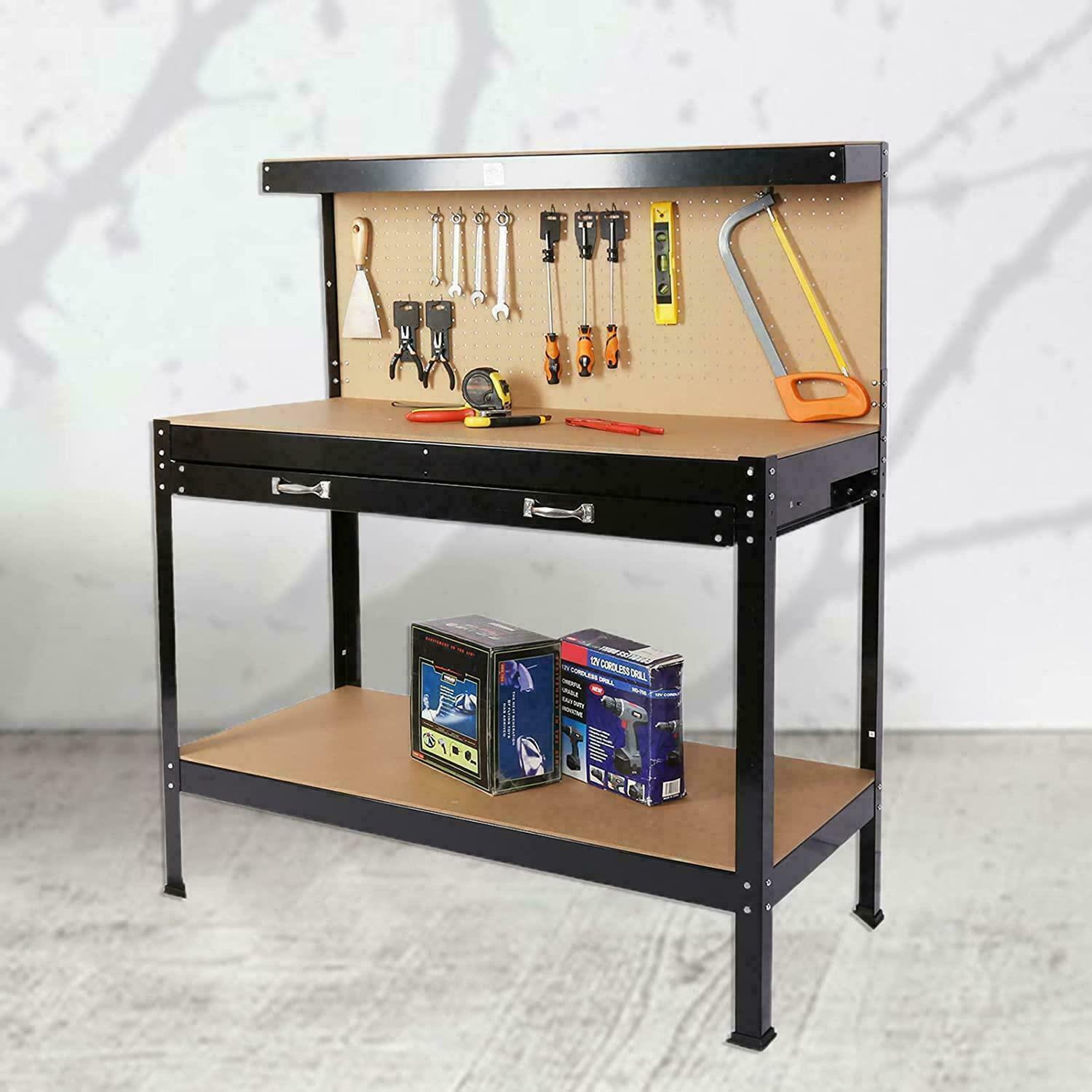 Image 3 - Multi Purpose Workbench Table Steel Frame Pegboard Organizer Garage Tool Storage