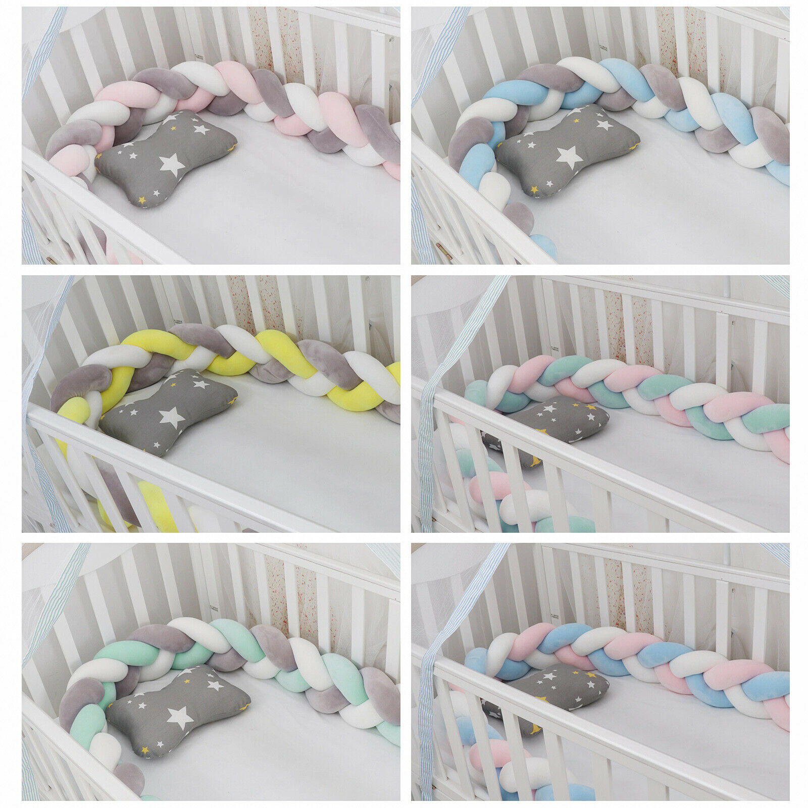 Image 1 - Crib Protector Baby Bed Bumper 3-Strand Knot Newborn Cushions Home Decor Pillow
